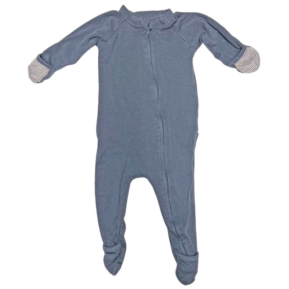 Goumi Grow With You Footie 3-6 Months Slate Blue Bamboo Organic Cotton Snug Fit